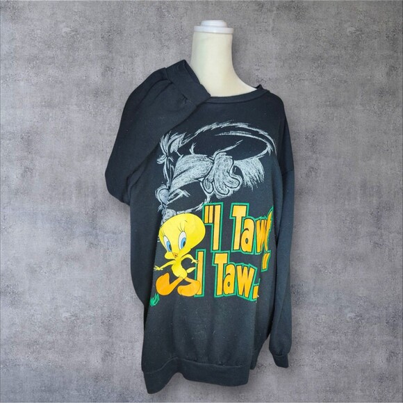 Vintage 1996 Looney Tunes Tweety & Sylvester Halloween Sweatshirt XL Unisex - Picture 3 of 12